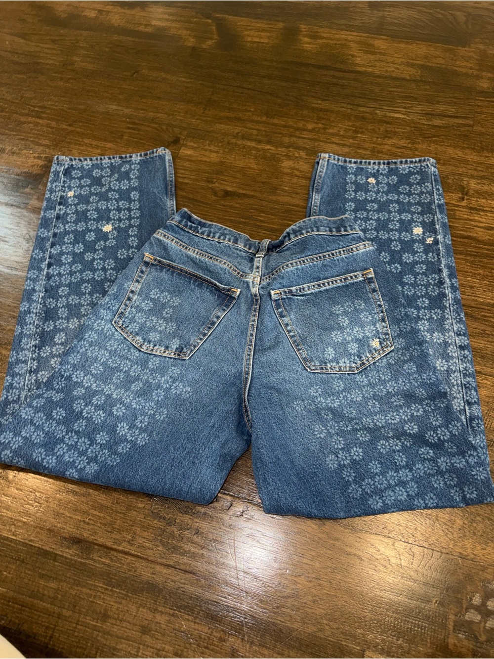Universal Thread Blue Patterned Straight-Leg Jeans - Picture 4 of 12
